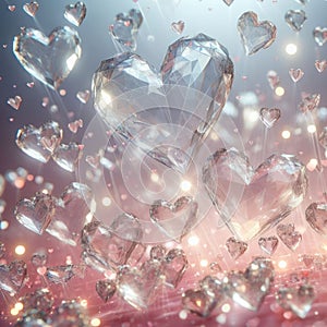 Crystal hearts raining down from sky