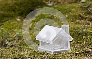 Crystal house over moss