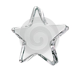 Crystal Icy Glass Transparent Award Five Pointed Star Icon 3D Rendering Image