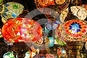 Crystal lamps for sale on the Grand Bazaar at Istanbul