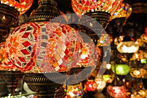 Crystal lamps for sale on the Grand Bazaar at Istanbul