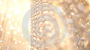 Crystal luxury fashion chandelier with bling shining reflection, macro