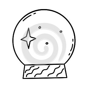 Crystal magic ball. Vector doodle icon element