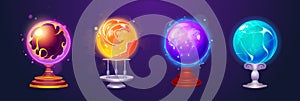 Crystal magic ball vector, glass orb sphere icon