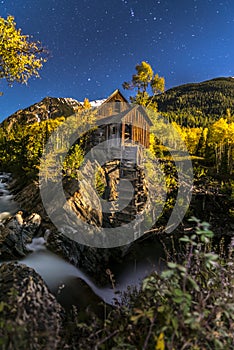 Crystal Mill Bright Starry Night Gunnison Colorado photo
