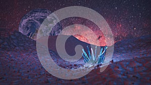 Crystal minerals on Mars 3D render