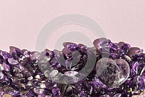 Crystal minerals for meditation on pink background. Magic Rock for Healing stones.