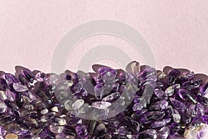 Crystal minerals on pink background. Magic Rock for Healing stones.