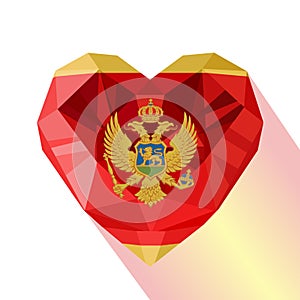 Crystal Montenegrin heart flag of Montenegro.