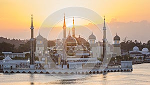 Crystal mosque with morning sunrise in Kuala Terengganu
