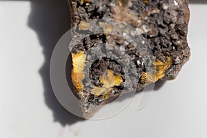 Crystal needles of Uranophane, a uranium bearing mineral and ore photo