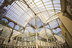 Crystal Palace - glass and metal structure located in Madrid Buen Retiro Park. The architect - Ricardo VelÃ¡zquez Bosco. .