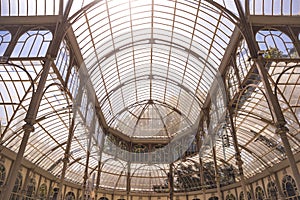 Crystal Palace - glass and metal structure located in Madrid Buen Retiro Park. The architect - Ricardo VelÃ¡zquez Bosco. .