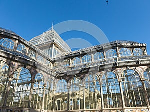 Crystal Palace Palacio de cristal in Retiro Park,Madrid, Spain