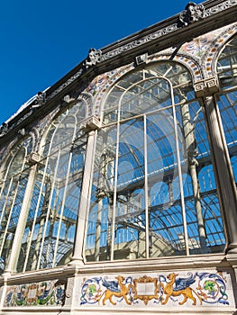 Crystal Palace Palacio de cristal in Retiro Park,Madrid, Spain