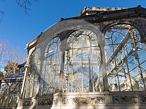 Crystal Palace Palacio de cristal in Retiro Park,Madrid, Spain