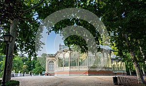 Crystal Palace Palacio de cristal in Retiro Park,Madrid, Spain