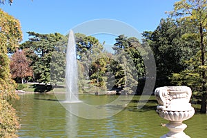 Crystal Palace, Retiro Park, fountain, Madrid, Spain.