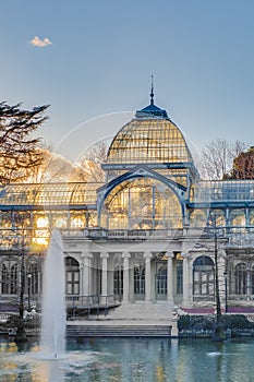 Crystal Palace on Retiro Park in Madrid, Spain.