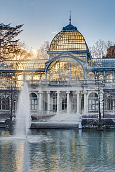 Crystal Palace on Retiro Park in Madrid, Spain.