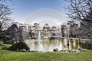 Crystal Palace on Retiro Park in Madrid, Spain.