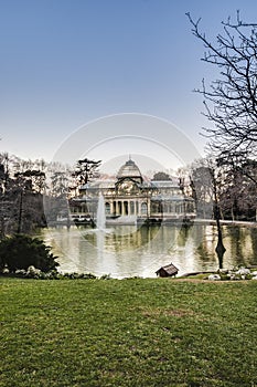 Crystal Palace on Retiro Park in Madrid, Spain.