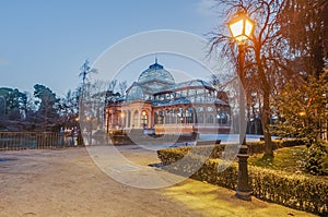 Crystal Palace on Retiro Park in Madrid, Spain.