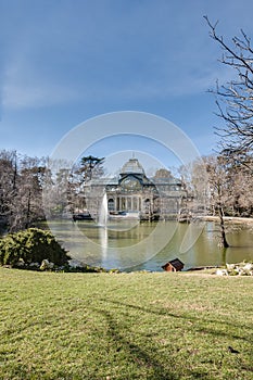 Crystal Palace on Retiro Park in Madrid, Spain.