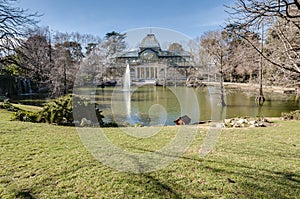 Crystal Palace on Retiro Park in Madrid, Spain.