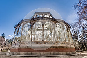 Crystal Palace on Retiro Park in Madrid, Spain.