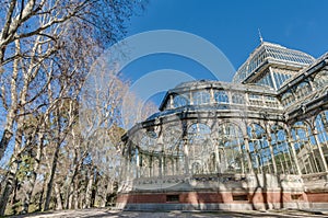 Crystal Palace on Retiro Park in Madrid, Spain.