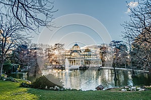 Crystal Palace on Retiro Park in Madrid, Spain.