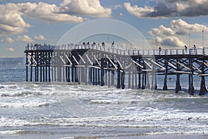 Crystal Pier in San Diego, California on a cloudy day.