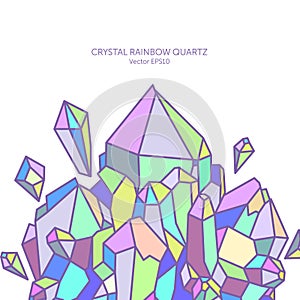 Crystal rainbow quartz in pastel colors