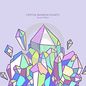 Crystal rainbow quartz in pastel colors