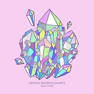 Crystal rainbow quartz in pastel colors