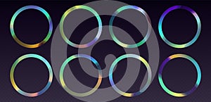 Crystal refraction frame, rainbow sunlight border, prism light effect, holographic reflections in a circle shape.