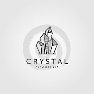 Crystal rock stone logo vector jewelry illustration design