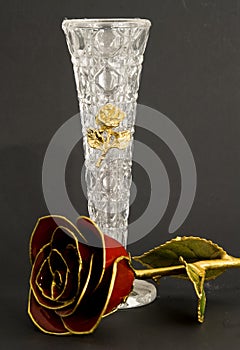 Crystal Rose and Vase
