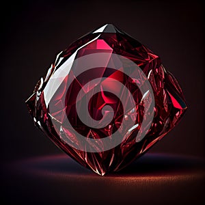 Crystal ruby gem isolated on black background.