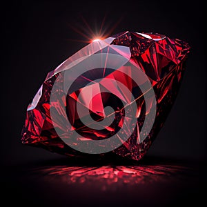 Crystal ruby gem isolated on black background.