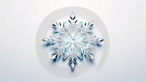 Crystal snowflake winter snow star pattern design on light blue background. Winter decoration concept