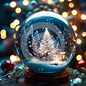 Crystal sphere. Abstract Xmas backgrounds with bokeh lights