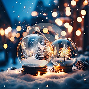 Crystal sphere. Abstract Xmas backgrounds with bokeh lights