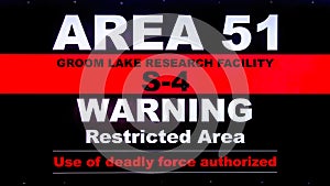 Crystal Springs, Nevada/USA - Oct 6 2019. Warning Sign at the Alien Research Center souvenir shop at Area 51 photo