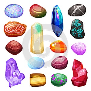 Crystal Stone Rocks Icons Set