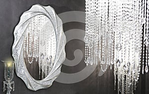 Crystal strass lamp oval mirror modern decoration