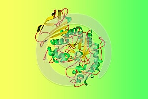 Crystal structure of human salivary amylase. Scientific background. 3d illustration