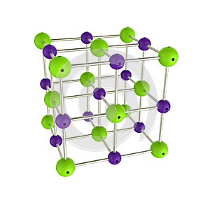 Fcc structure of NaCl - crystal lattice. photo