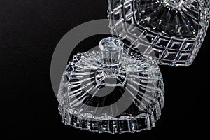 Crystal Sugar bowl isolated on a black background